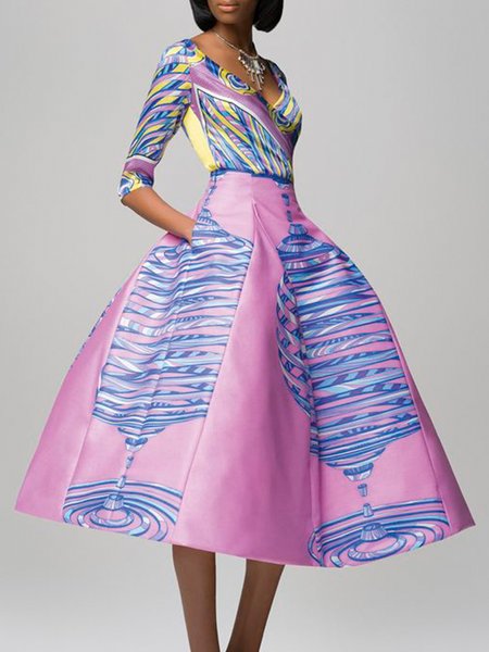 

Regular Fit V Neck Long Sleeve Woven Dress, Pink, Midi Dresses