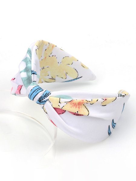 

Chiffon Floral Print Headpiece, White, Women Hair Accessories