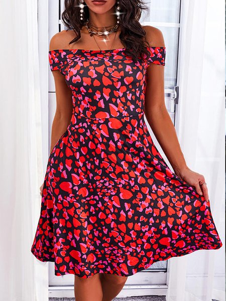 

Regular Fit Party Geometric Short Sleeve women Dress, Pink, Dresses