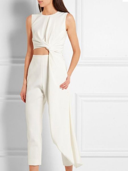 

Asymmetric Regular Fit Short Sleeve Top, White, Tops