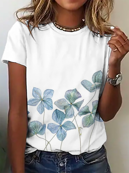 

Plus size Printed Casual Short Sleeve T-Shirt, White, T-Shirts