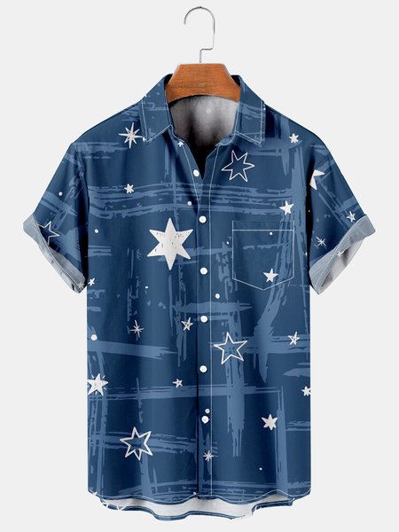 

Men's Casual Print Breathable Short Sleeve Hawaiian Shirt, Blue, Men's Floral shirt