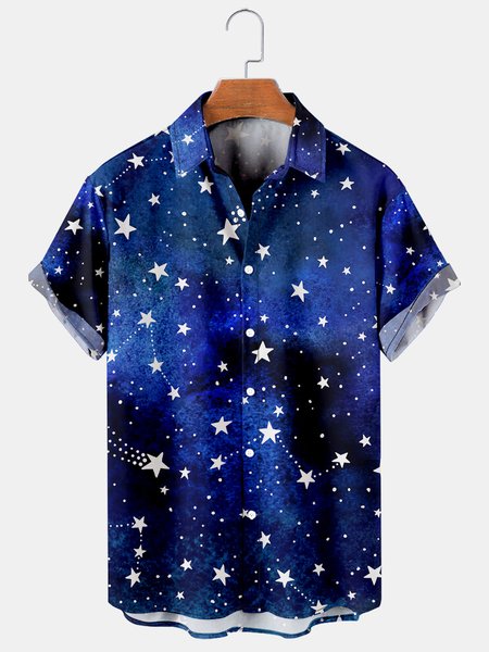 

Men's Casual Print Breathable Short Sleeve Hawaiian Shirt, Blue, Men's Floral shirt