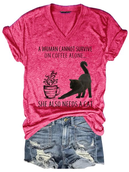 

Women's Short Sleeve Tee T-shirt Summer Letter Cotton-Blend V Neck Going Out Casual Top, Pink, T-Shirts