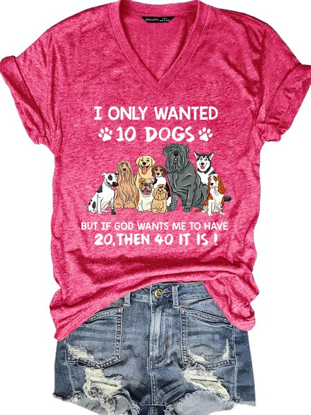 

Dog Lover Casual Short Sleeve T-Shirt, Pink, T-shirts