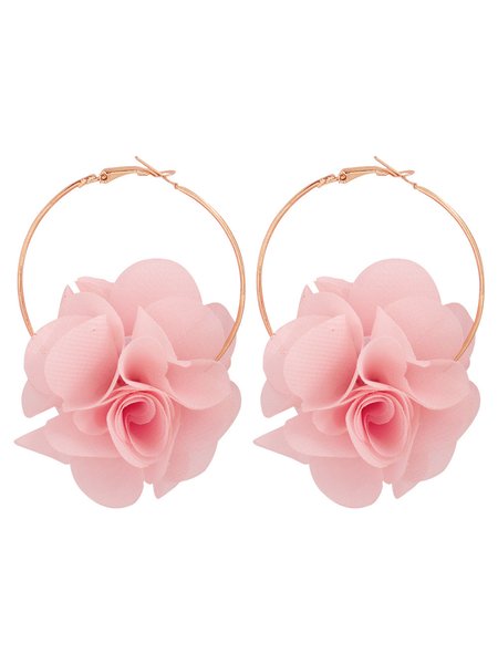 

Fabric Floral Earrings, Light pink, Earrings