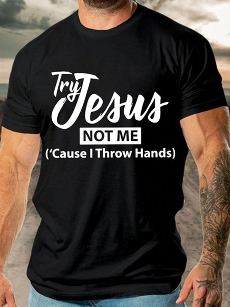 

Inspirational Quotes Letter Print Men's Casual Short Sleeve T-Shirt, Black, Men's t-shirts