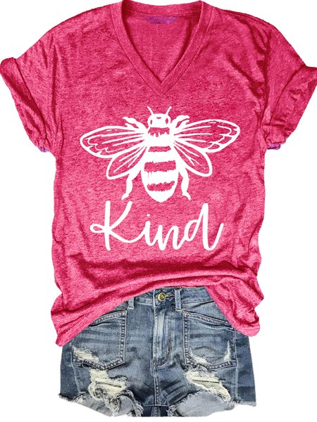

Bee Kind Casual Short Sleeve T-Shirt, Pink, T-shirts