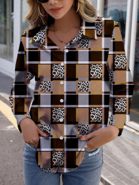 

Leopard Casual Shirts & Tops, As picture, Parkas & Shearling