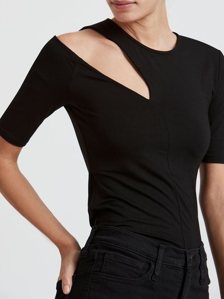 

Simple Crew Neck Solid Short Sleeve T-Shirt, Black, Tees