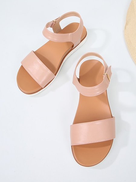 

Solid Color Simple Strap Sandals, Pink, Sandals
