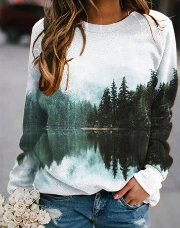 

Casual Landscape Print Spring New Hot Sale Designer Ladies Knitted Sweatshirt, Multicolor, Sweatshirts & Hoodies