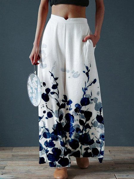 

Vacation Floral Pants, Blue, Pants