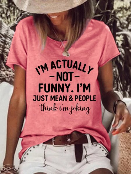 

Funny Cotton Blends Loosen Casual Short Sleeve T-Shirt, Pink, T-shirts