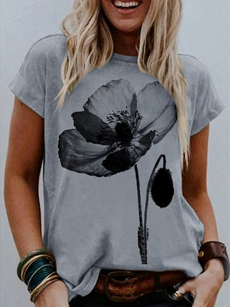 

Cotton Blends Vacation Short Sleeve T-Shirt, Gray, T-Shirts