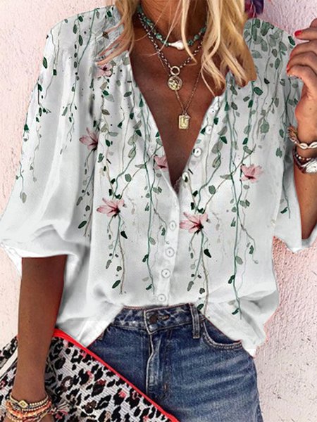 

Floral Vacation Short Sleeve Tops, Multicolor, T-Shirts
