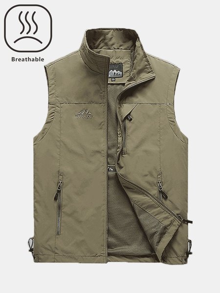 

men's outdoor breathable quick-drying work vest, Khaki, Vest