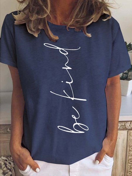 

Slogan Graphic Women's Short Sleeve T-Shirt, Deep blue, T-shirts