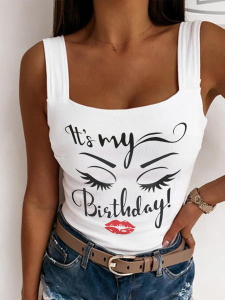 

Sexy Square Neck Skinny Knit Tank, White, Tank Top
