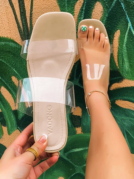 

Transparent PVC Strap Crystal Heel Slippers, As picture, Women Shoes>>Women's Shoes>>Women sandals Slippers