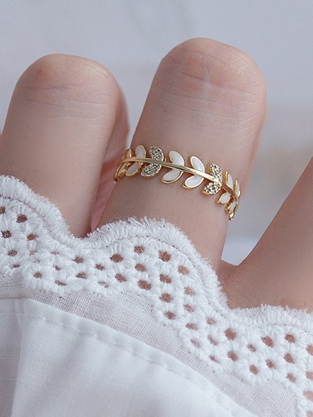

Elegant Leaf Gemstone Ring, Color2, Rings
