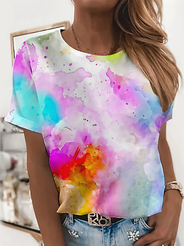 

Crew Neck Regular Fit Short Sleeve T-Shirt, Multicolor, T-Shirts