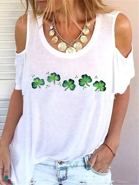 

Loosen Shamrock Crew Neck Short Sleeve T-Shirt, White, Tees & T-shirts