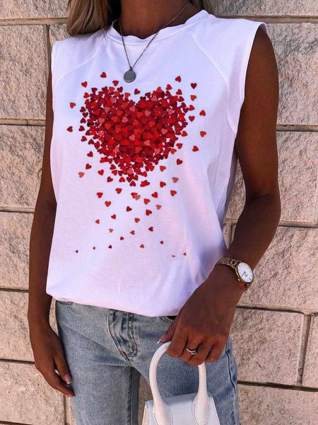 

Loosen Crew Neck Knit Tank Tops, White, Tank Top