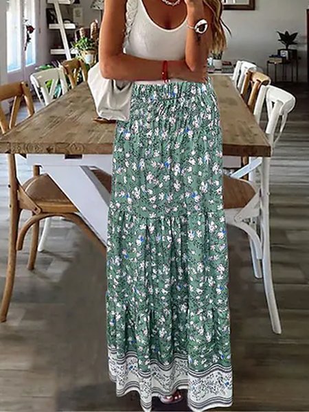 

Floral Loosen Long Vacation Skirt, Multicolor, Skirts
