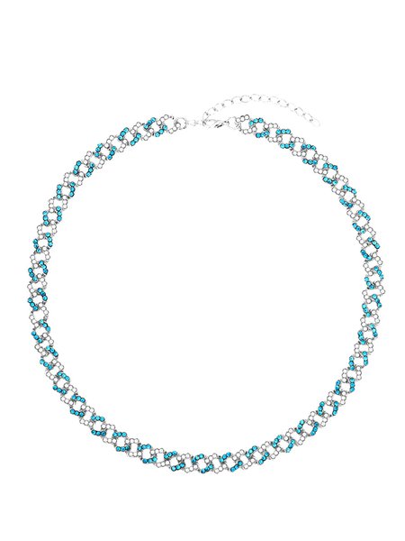 

Hip-Hop Punk Cuban Diamond Necklace, White-blue, Necklaces