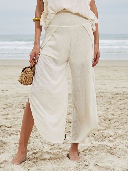 

Plus Size Casual Solid Loosen Pants, As picture, Pants