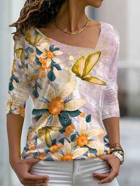 

Casual V Neck Long Sleeve T-Shirt, Multicolor, T-Shirts