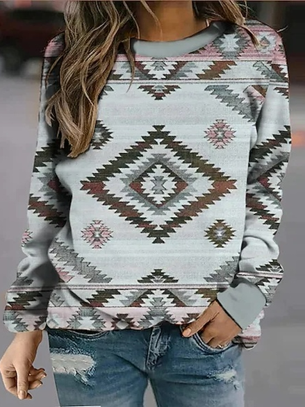

Crew Neck Tribal Casual Sweatershirt, Multicolor, Sweatshirts & Hoodies