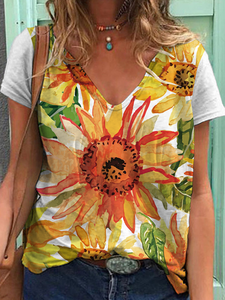 

Cotton Blends Casual Short Sleeve T-Shirt, White, T-Shirts
