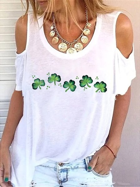 

Casual Round Neck Regular Fit Short Sleeve T-Shirt, White, T-Shirts