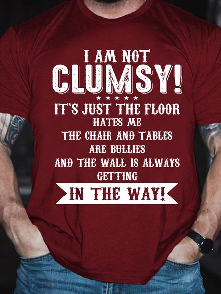

I Am Not Clumsy Short Sleeve Vintage Crew Neck Short Sleeve T-Shirt, Red, T-shirts