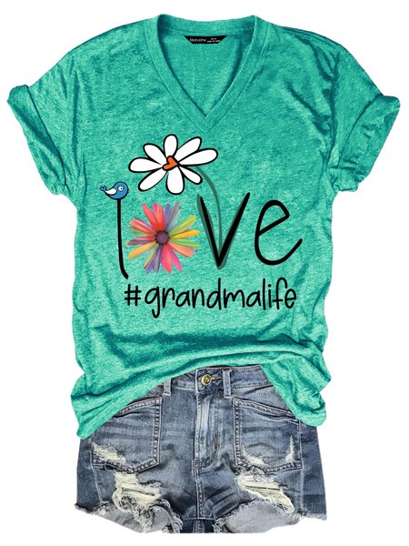 

Grandma life Women's Short Sleeve T-Shirt, Green, T-shirts