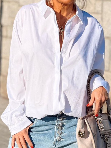 

Loosen Casual Long Sleeve Blouse, Off white, Blouses & Shirts