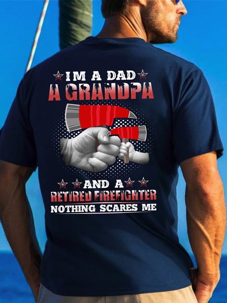 

I'm A Dad/Grandpa/Retired Firefighter Back Print T-Shirt, Purplish blue, T-shirts