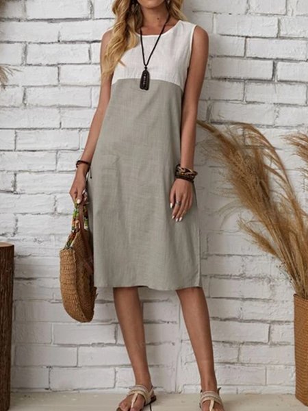 

Vacation V Neck Loosen floral Linen Short sleeve Woven Dress, Apricot, Dresses