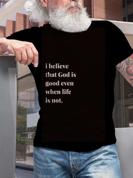 

Cotton Short Sleeve Casual Short Sleeve T-Shirt, Black, T-shirt