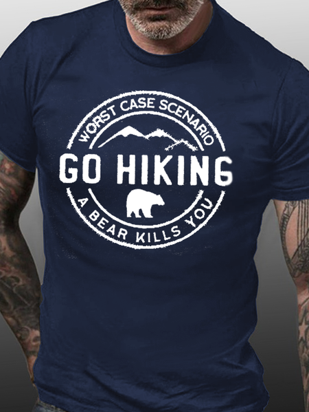 

Worst Case Scenario Go Hiking A Bear Kills You Shirts&Tops, Navyblue, T-shirts