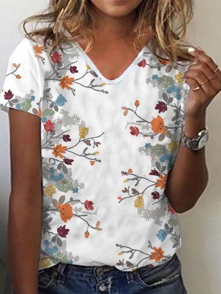 

Regular Fit Casual Cotton Blends Short Sleeve T-Shirt, White, T-Shirts