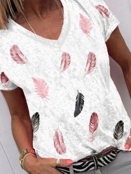 

Cotton Blends Casual Loosen Short Sleeve T-Shirt, White, T-Shirts