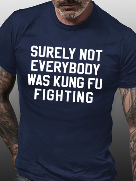 

Surely Not Everybody Was Kungfu Fighting Print T-Shirt, Purplish blue, T-shirts
