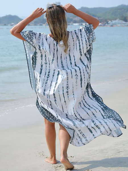 

Smudge Loose Resort Beach Skirt Sunscreen Shirt Blouse Robe Plus Size, Color9, One-Pieces