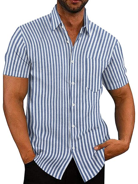 

Linen Vintage Shirt Collar Short Sleeve Shirt, White, Blouses&Shirts