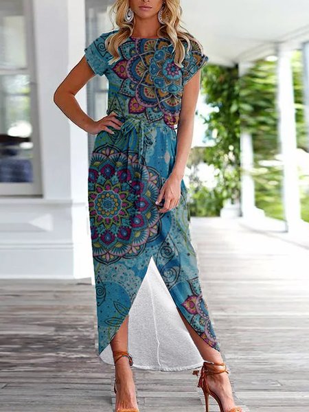 

Casual Mandala Ethnic Print Spring New Hot Sale Designer Women Dresses, Multicolor, Dresses