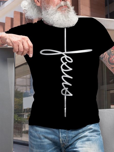 

Crew Neck Casual Short Sleeve Short Sleeve T-Shirt, Black, T-shirt