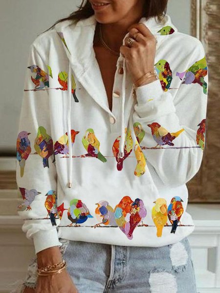 

Casual Bird Hoodie, White, Sweatshirts & Hoodies
